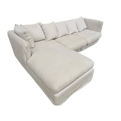 Canapé d'angle gauche en tissu blanc