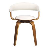 Vestal chaise pivotante en PU blanc et pieds en bois plaqué noyer
