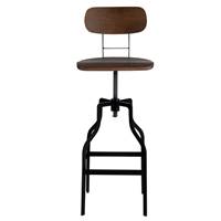 Ine chaise de bar vintage à hauteur réglable en bois et métal