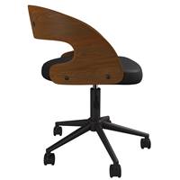 Burr chaise de bureau réglable et pivotante PU noir et bois foncé