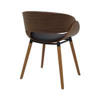 Sysley chaise en cuir synthétique noir et pieds en bois plaqué noyer