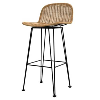 Zago chaise de bar en métal et résine tressée marron