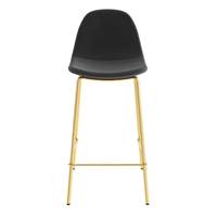 Vladi chaise de bar en velours noir et pieds en métal dorés H65