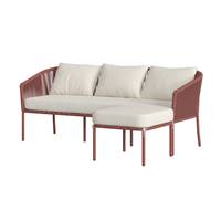 Pardis canapé d'angle d'extérieur 3 places en corde et métal terracotta beige