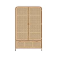 Dalia armoire 3 portes en bois massif et rotin