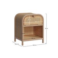 Reyna table de chevet 1 porte en cannage et rotin