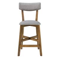 Nolite chaise de bar mi-hauteur en tissu gris et pieds en bois foncé