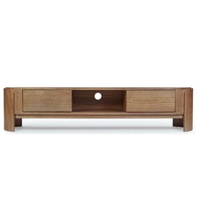 Epic meuble TV 2 portes 1 niche en bois de frêne teinté noyer L180