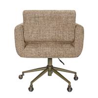 Marius chaise de bureau rotative à roulettes en tissu tweed marron caramel