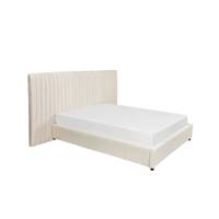 Faustin lit 160x200 en tissu crème vanille et bois