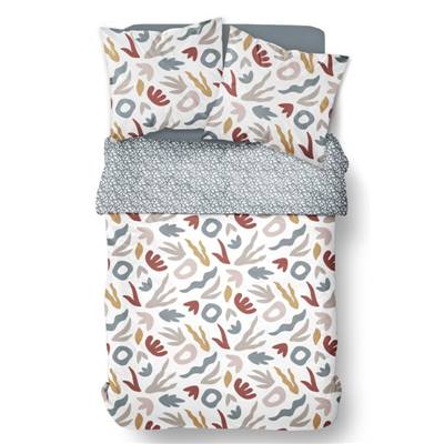 Sunshine parure de lit 240x260 coton imprimé forme bleu jaune rouge 13.7