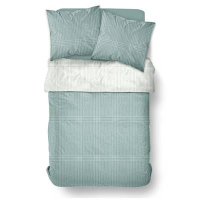 Sunshine parure de lit 240x260 coton imprimé traits vert 12.58
