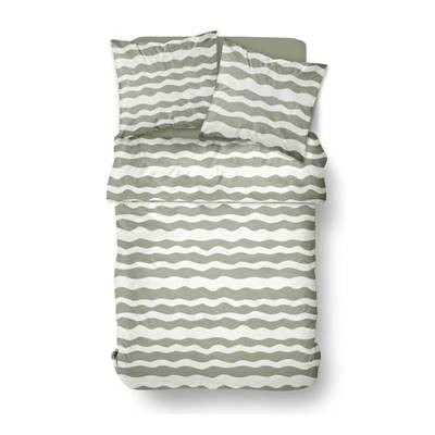Sunshine parure de lit 220x240 coton imprimé vagues vertes et blanches 17.27