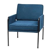 Cosy fauteuil en velours côtelé bleu paon