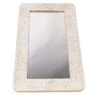 Miroir Mango Wood en bois sculpt motifs beige marron