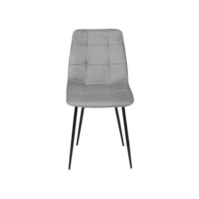 Milla chaise en velours gris clair effet matelassé