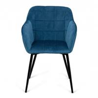 Beny fauteuil en velours matelassé bleu canard