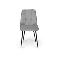 Milla lot de 4 chaises en velours effet matelassé gris, rose, crème