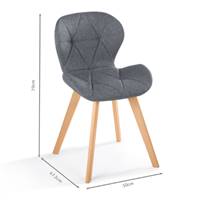 Elova chaise en tissu gris foncé dossier arrondi pieds bois