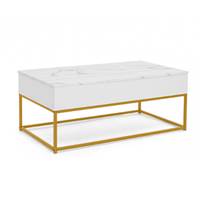 Lacky table basse plateau relevable effet marbre et pieds chromés