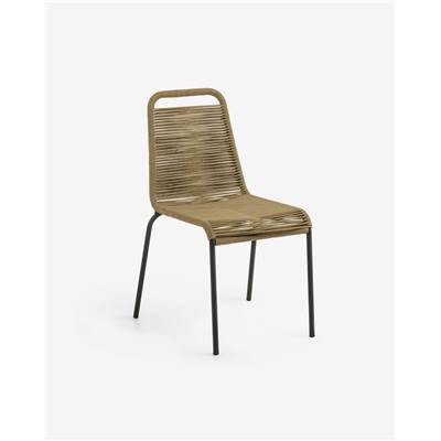 Simas chaise corde marron et acier noir