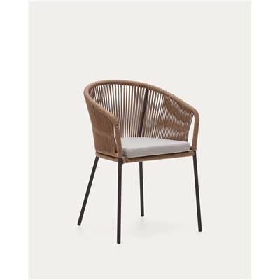 Moka chaise en corde beige et pieds acier galvanisé