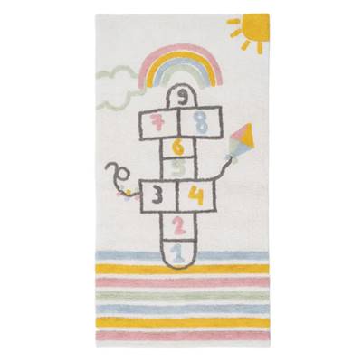 Suivre petit tapis marelle ton rose en coton enfant 135x100