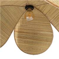 Tulipe suspension arrondie en fibre naturelle tressée 5 pétales