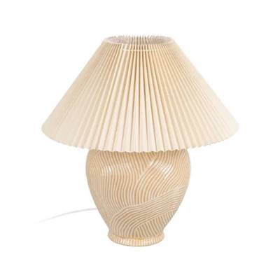 Oliag lampe de table moyenne style champignon beige et abat-jour éventail H58cm