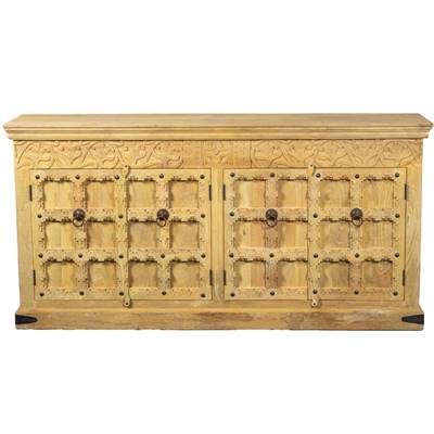 Toscane buffer en bois de manguier décoré 4 portes L180cm