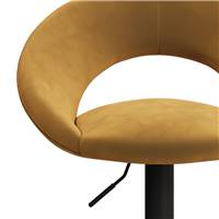 Guilia chaise de bar en velours jaune curry pivotante et réglable