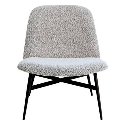 Alba fauteuil effet laine bouclette moucheté blanc noir