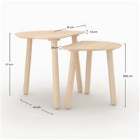 Moku tables basses gigognes en bois de frêne effet blanchi