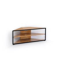 Bahi meuble TV d'angle chne massif et acier
