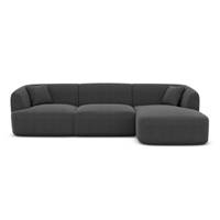 Gankeri canapé d'angle droit en tissu texturé gris anthracite