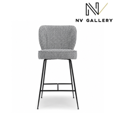 Valo tabouret de bar tissu pied de poule