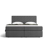 Asmirut lit boxspring 180x200 en tissu texturé capitonné gris anthracite