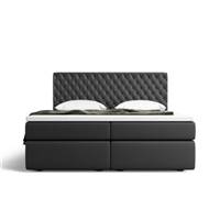 Sturami lit 180x200 boxspring avec fonction de rangement PU noir
