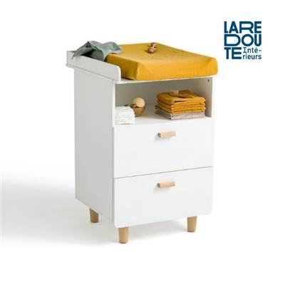 Vaja table a langer avec 2 tiroirs blanc