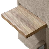 Bineland lit-coffre 160x200 en tissu texturé beige avec tablettes chevets bois
