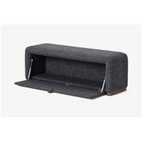 Palmi banc coffre gris ardoise et noyer