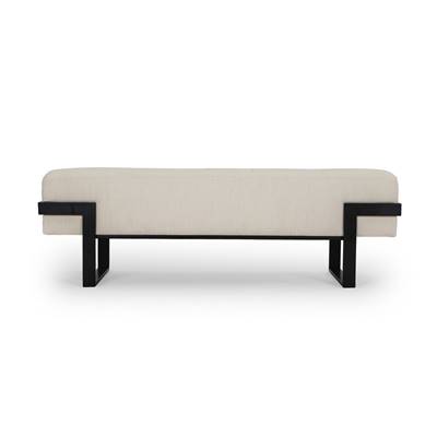 Sunny banc tissu beige nordique et métal noir