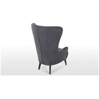Bodil fauteuil en cuir gris, pieds bois foncé