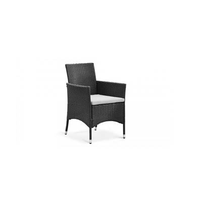 Hendaye fauteuil de jardin résine noir coussin blanc