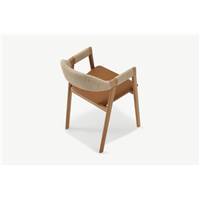 Nishan chaise cuir brun synthétique et bois clair
