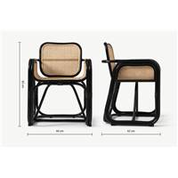 Ruj chaise en noir et cannage