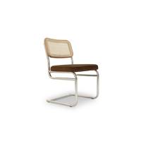 Lorenzo chaise en tissu caramel et métal chromé