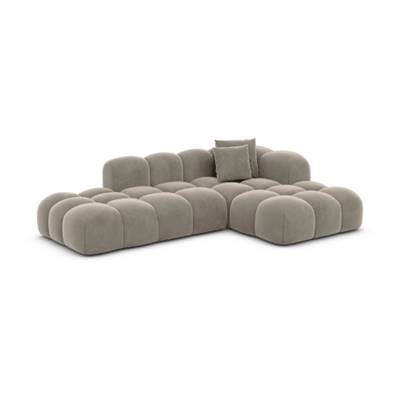Cotton canapé salon angle droit en velours beige foncé