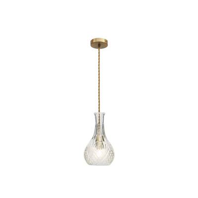 Cassius suspension en verre strié et métal doré