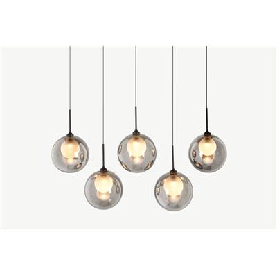 Masako suspension 5 LED verre fumé et verre dépoli